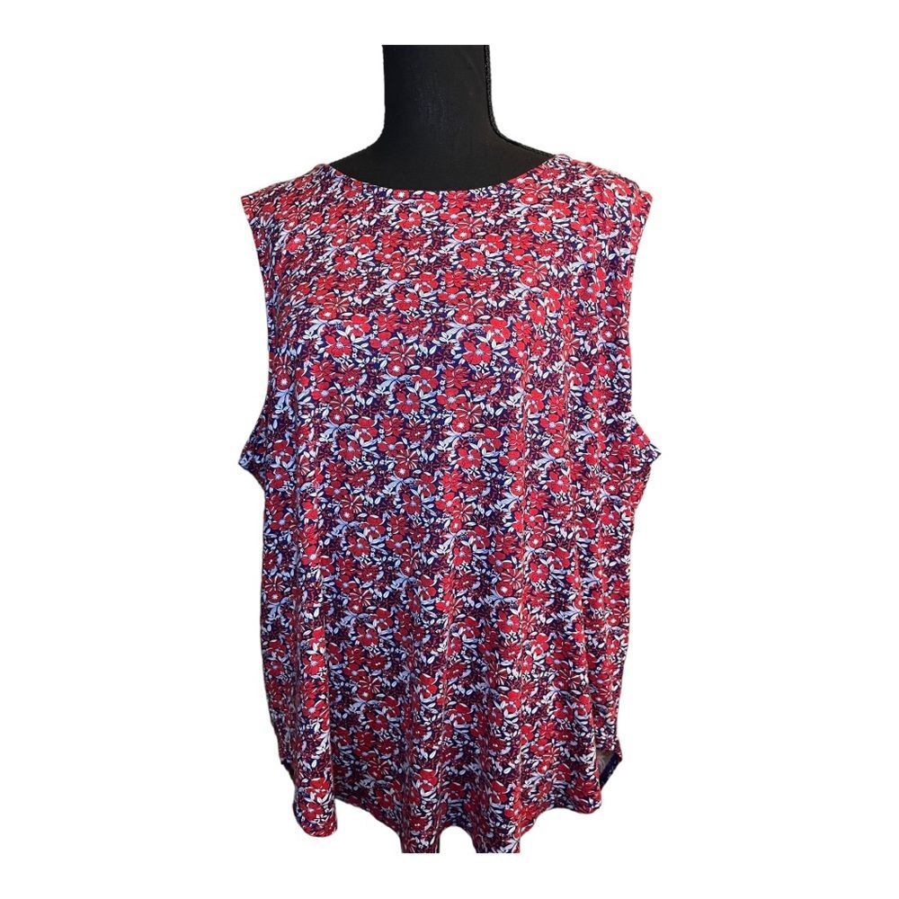 Philosophy Floral Sleeveless Blouse in Red, White & Blue